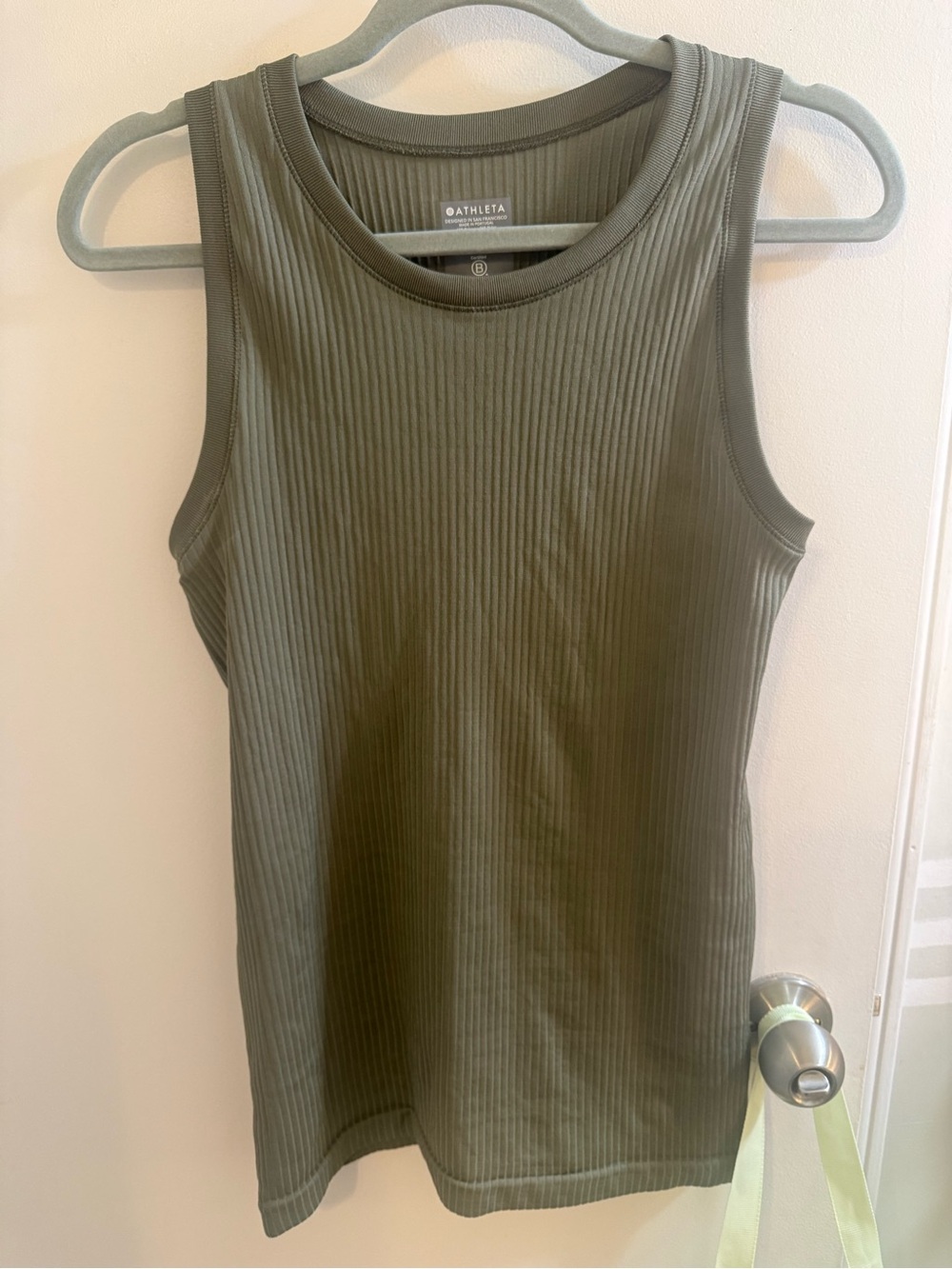 Athleta Ribbed Olive Green Tank